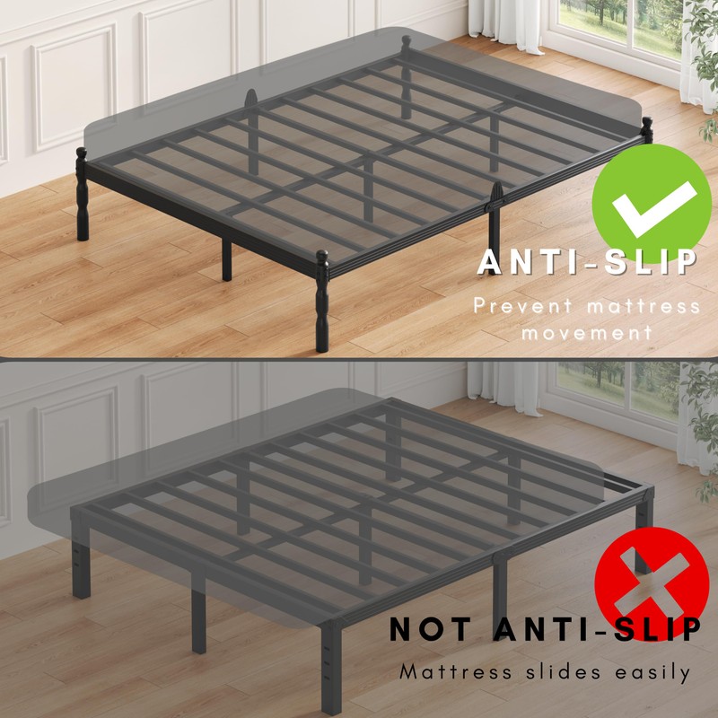 ZIYOO 14 inch Metal Queen Bed Frame with Vintage Style,