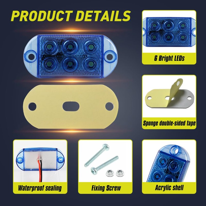 Sidaqi 6LED Emergency Flashing Strobe Lights for Truck Car Vehicle