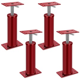 Yaocom 4 Pcs Adjustable Jack Post, 12"-16" Height Range, Basement Floor House Screw Jacks for Lifting Joist Beam Brace for Cellar Ceiling, Center Point Load Capacity 11023 Lbs, Red