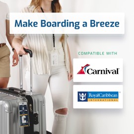 Highwind Pack of 4 Narrow Luggage Tags for Suitcases and 2 ID Holders - Waterproof and Reusable Bag Tags and Lanyards for Luggages - Cruise Ship Essentials Compatible with Major Cruise Lines