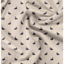 Soimoi White Cotton Duck Fabric Black Duck Bird Print Fabric by The Yard 56 Inch Wide