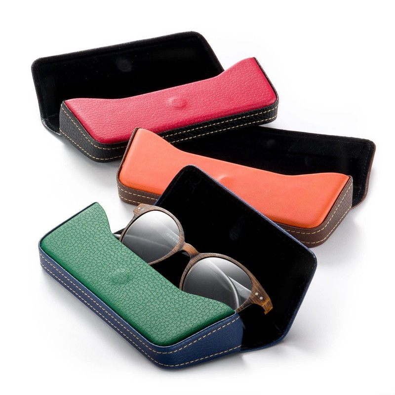 FEFI - Elegant glasses case in two-tone leather look, Green