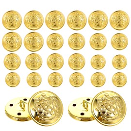 24 Pieces Gold Buttons for Blazer, Vintage Metal Blazer Button for Men, Women, Gold Brass Buttons for Blazers Suits Coat Jacket Uniform(15mm 20mm 25mm)