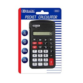 BAZIC Pocket Size Calculator 8-Digit w/Flip Cover, LCD Display, Small Standard Function Electronics Calculators, for Daily & Office, Black, 1-Pack