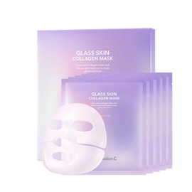 Cell Fusion C Mascarilla De Colágeno Glass Skin, 35 G X 5 Unidades, Mascarilla De Hidrogel Nocturna Con Triple Colágeno, Hidratante Y Reafirmante, Cuidado De La Piel Coreano