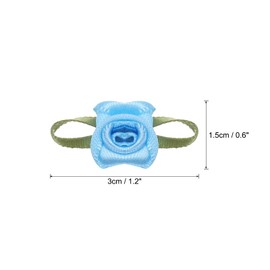 sourcing map 50pcs Light Blue Ribbon Roses 5/8" x1-3/16 Mini Roses for Crafts Little Satin Bows Roses Artificial Flowers