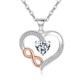 Tusuzik Women's Necklace 925 Silver Chain Women's Silver Chain Heart Necklace with Infinity Sign Jewellery Women's Small Gifts for Women Gift Girlfriend, Sterling Silver, Cubic Zirconia