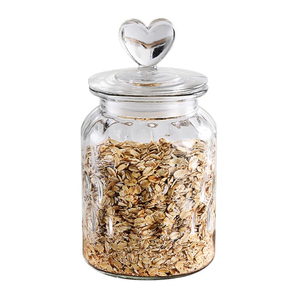 ECYC 950 ml Clear Glass Jar with Lovely Heart-Shaped Handle,