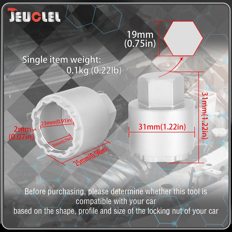 JEUCLEL Type O Wheel Locking Nut Key Compatible with New