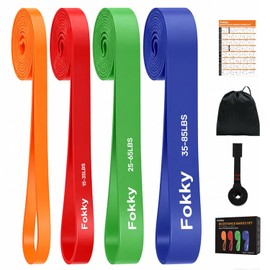 Fokky Fitness Bands, Resistance Bands Set, 4 Levels Resistance Bands with Door Anchor, Exercise Poster, Carry Bag, Fitness Band, Pull-Up Bands for Strength Training, Muscle Building, Home Training