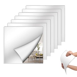 8PCS Self Adhesive Acrylic Mirror, 8"×8" Flexible Wall Mirror Sheets, 2MM Frameless Gym Mirrors Wall Stickers, Small Full Length Mirror Tiles for Home Wall Decor Table Centerpieces DIY Craft