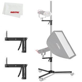 AMBITFUL AL250 Steel Wheeled Mobile Heavy Duty Light Stand for Photography w/Sliding Grip Arm & Chrome-Plated Column Stand, MaxSuitable for Studio Camera, Monolight, Softbox, Umbrella