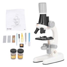 Kids Microscope Kit LED 1200X Microscope with Specimen Slides Science Educational Toy Birthday Gift White