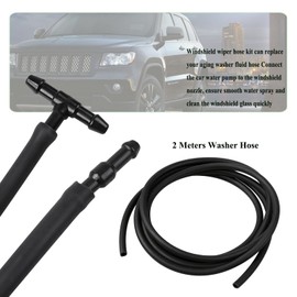 GZZTORES Windshield Washer Nozzles Kit-Windshield Washer Sprayer Nozzle with 79-Inch Washer Hose and Connectors Replacement for Chrysler Dodge Jeep ram