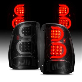AmeriLite for 2002-2009 Chevy Trailblazer/EXT Smoke Black C-Type LED Tube Tail Lights Brake Lamps Pair - Driver and Passenger Side