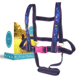 Spaßwerk Horse Lead for Children to Play - Horse Harness for Children and Horse Friends from 3 to 12 Years - Adjustable and Weather Resistant - Children's Horse Lead in Purple and Pink with Horse