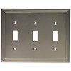 Amerelle Steps Triple Toggle Cast Metal Wallplate in Satin Nickel