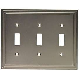 Amerelle Steps Triple Toggle Cast Metal Wallplate in Satin Nickel Small