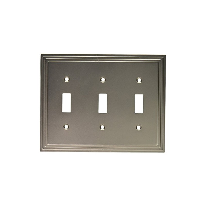 Amerelle Steps Triple Toggle Cast Metal Wallplate in Satin Nickel