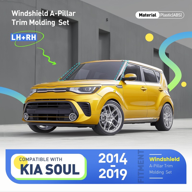 JMTAAT Windshield A-Pillar Trim Exterior Molding Pair Compatible with 2014-2019