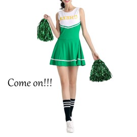 Niuhong 6 Pieces Cheer Leader Poms Pom Bright Metallic Cheers Ball Squad Cheer Sports Colours Pompoms Hand Flower Bands Spirit Cheering Pom Colours Accessories Cheerleading Sports Games Team (Green)