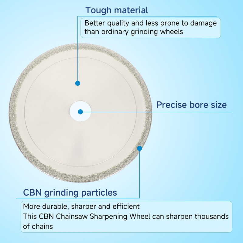 CBN Chainsaw Sharpening Wheel, 5-3/4” Dia, 7/8” Arbor, 3/16” Thick