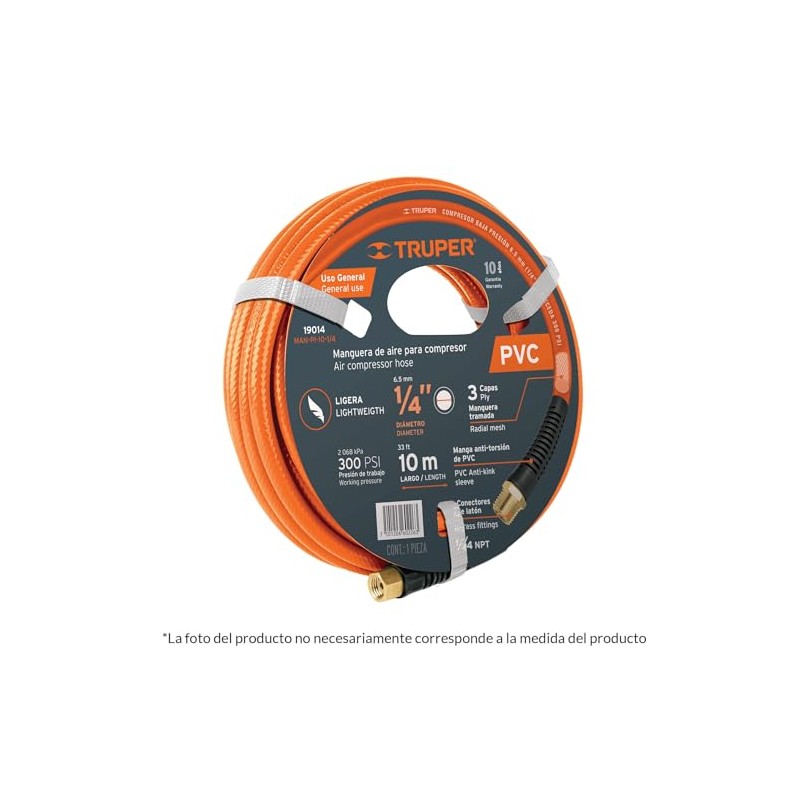 Truper MAN-PI-5-3/8, Manguera para compresor de PVC 5m x 3/8"