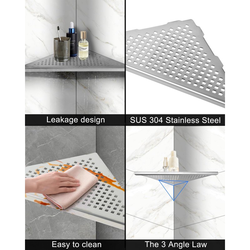 euroharry 1 Piece Corner Shelf Shower Shelf 304 Stainless Steel