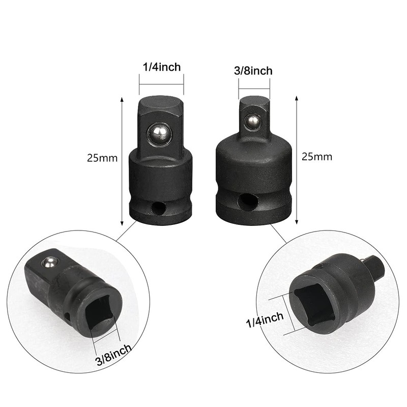 Impact Socket Adaptor Set, Socket Wrench Adapters, 6 Pcs Reducer