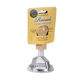 Fantes Ravioli Maker Stamp Set, Round Stamp with Wooden Handle and Fluted Edge, 2.5-Inch, The Italian Market Original since 1906