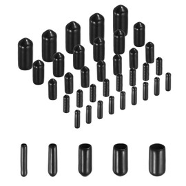 sourcing map 50pcs Round Rubber End Caps Protective Caps 2mm 3mm 4mm 5mm 6mm Black Screw Thread Protectors