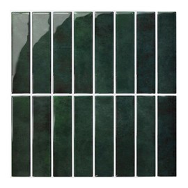 COMSTICKC Dark Green Peel and Stick Backsplash,10 Pcs 12''x12'', Forest Green Peel and Stick Tiles Stickers Adhesive Vinyl Backsplash Kitchen Bathroom,Waterproof,Removable (Dark Green)