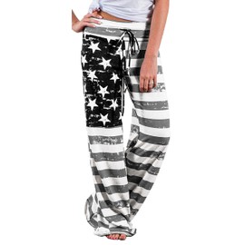 iniber Women's Comfy Pajama Pants Casual Lounge Pant Wide Leg Palazzo Stretch Drawstring Bottoms