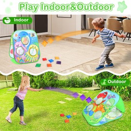 Sisland Bean Bag Toss Game for Kids, Dinosaur Corn Hole Outdoor Toy for Toddler, Outside Yard Party Lawn Backyard Games Birthday Gift for Boy Girl Age 3 4 5 6 7 8