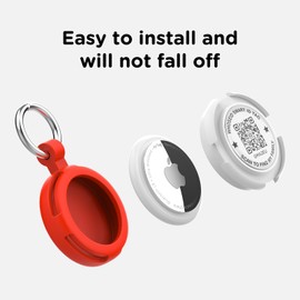 WhoseID Compatible with AirTag Keychain, QR Code Air Tag Holder, Silicone AirTags Cases, GPS Item Finders Accessories (Red)