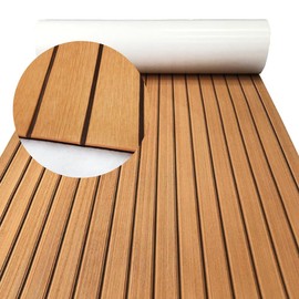 Boat EVA Foam Deck Floor Mat Sheet With Non-Slip Self-Adhesive - Ideal for Small Fishing Boat Deck (Brown and Black Seam Lines, 94 * 13 Inch)