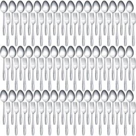 Nuogo 100 Pieces Forks and Spoons Silverware Set Stainless Steel Flatware Cutlery Set