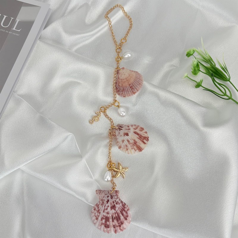Sea Shells Car Decor,Cute Coastal Hanging Car Charm for Rear
