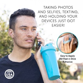 LOVEHANDLE Universal Phone Grip for Smartphones & Mini Tablets - Phone Holder for Hand - Wireless Charging Compatible - Made in The USA - Thin Blue Line Flag