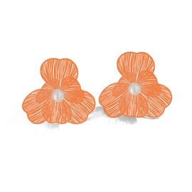TTPSRY Women's Double Cut Out Flower Pearl Earrings Hypoallergenic Fashionable Beautiful Earrings Suitable for Daily Wear Party Wear, Iron