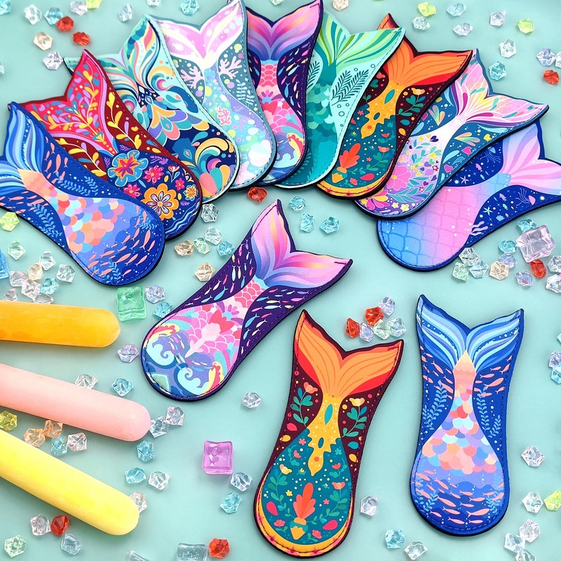 9-Pack Mermaid Tail Popsicle Sleeves 3 mm Reusable Neoprene Ice