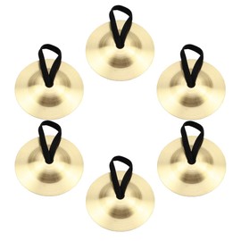 Sofecto 6 Pieces Finger Cymbals, Finger Zills for Belly Dance, Brass Hand Cymbals, Finger Dancing Musical Instrument for Dancer Party (Brass, Gold)