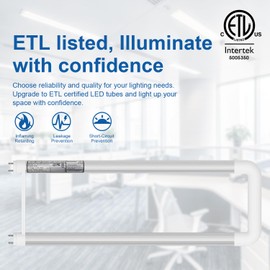 LUMINOSUM T8 U Bend LED Tube Light 20W 40W Equivalent, 5000k Daylight U Shaped Bulb, 2000LM 2x2FT Fluorescent Replacement, G13 Base Dual-Ended Powered Ballast Bypass, Clear Cover ETL Listed, 10-Pack