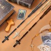 48 Set Wooden Rosary Beads Catholic Rosary Necklace with Jesus