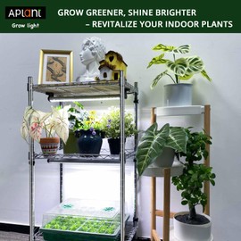 APLANT Plant Stand with Grow Lights for Indoor Plants - 3-Tier Plant Shelf with Plant Light Full Spectrum, 17.7" W x11.8 D x35.8 H Wire Shelving Unit Storage Shelves for Pantry Closet Garage Kitchen