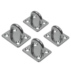 Lomo 8mm Stainless Steel D Ring 316 Marine Grade Wall Mount U Heavy Duty Eye Plate 4 pack - Square Pad