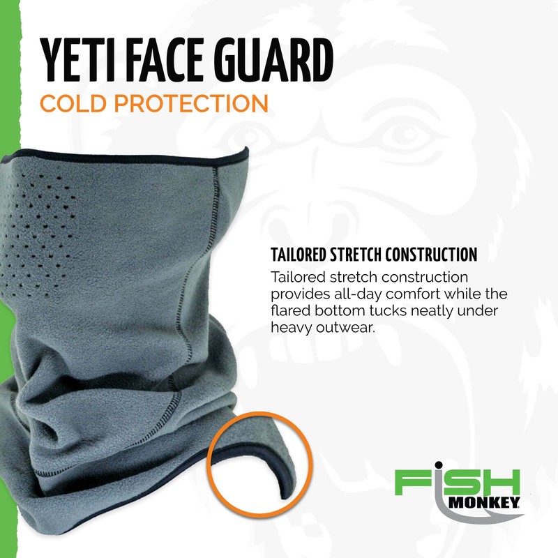 Fish Monkey FM41-GRY Yeti Fleece Face Guard, Grey/Green