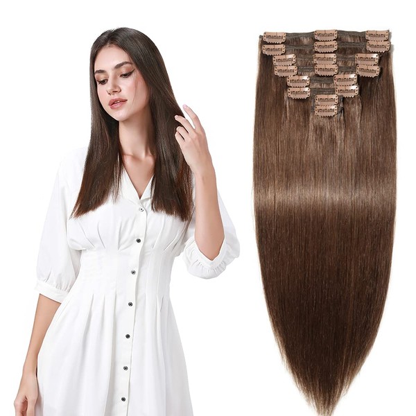 Clip-In Real Hair Extensions 8 Wefts Double Weft Hair Extensions