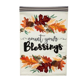Evergreen Flag Count Your Blessings Garden Burlap Flag | Fall Foliage Garden Flag 12x18 Double Sided | Autumn Garden Flags for Outside | Fall Indoor Outdoor Decor For Homes Porch Yards Gardens