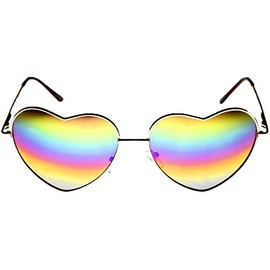 Fashion Culture Women's Rainbow Heart Frame Sunglasses (Gold)